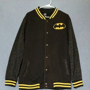 Batman gray yellow snap up jacket. Size XL